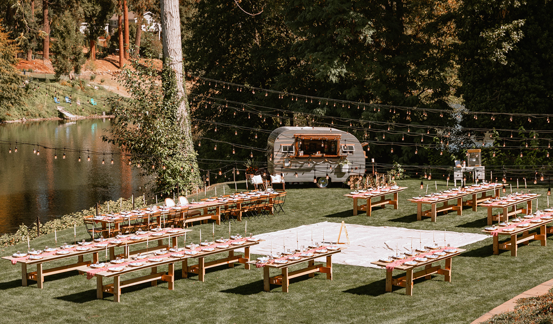 A River House Wedding Reception Dance Floor and Tables